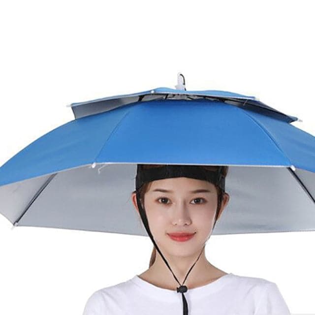 Foldable Double Umbrella Hat Headwear Cap Sun Rain Cap Camping Fishing Caps Sunscreen Shade Umbrella Fishing Hats