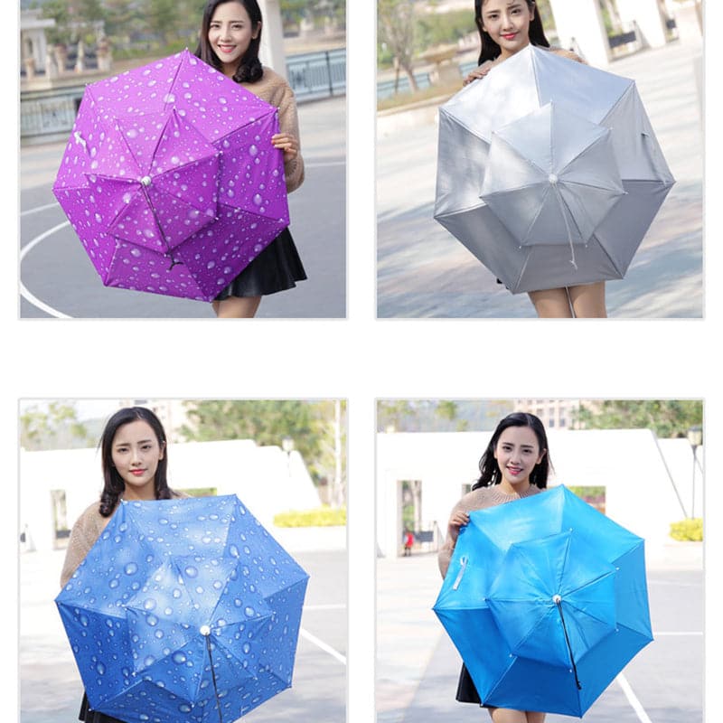 Foldable Double Umbrella Hat Headwear Cap Sun Rain Cap Camping Fishing Caps Sunscreen Shade Umbrella Fishing Hats