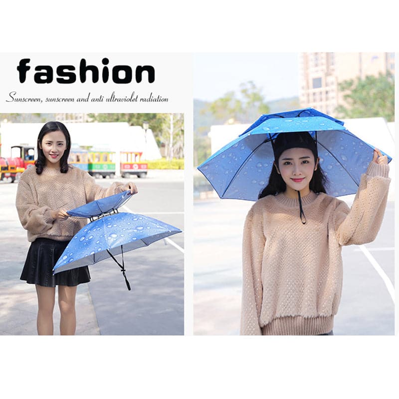 Foldable Double Umbrella Hat Headwear Cap Sun Rain Cap Camping Fishing Caps Sunscreen Shade Umbrella Fishing Hats