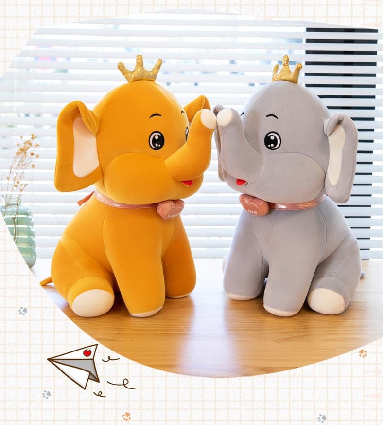 Cute Animals Doll Smile Crown Elephant Plush Toys Soft Stuffed For Kids Gift