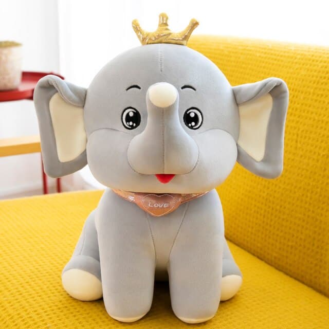 Cute Animals Doll Smile Crown Elephant Plush Toys Soft Stuffed For Kids Gift