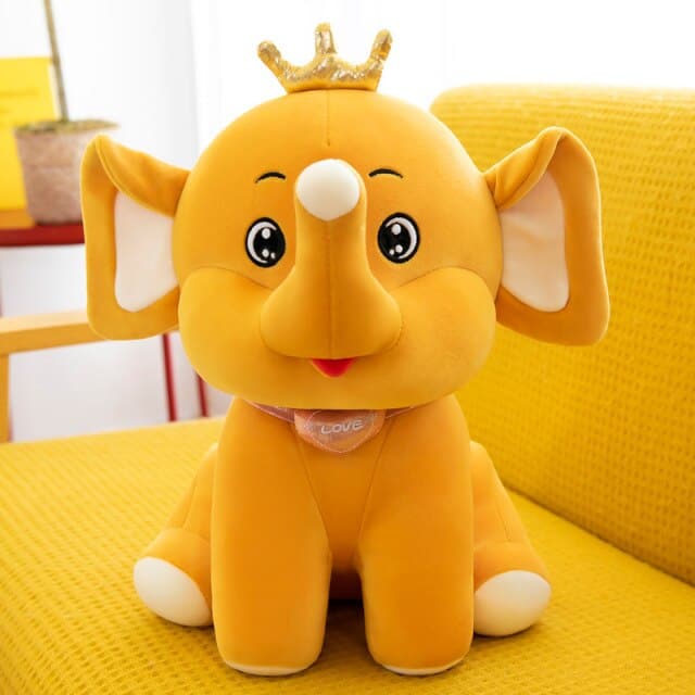 Cute Animals Doll Smile Crown Elephant Plush Toys Soft Stuffed For Kids Gift