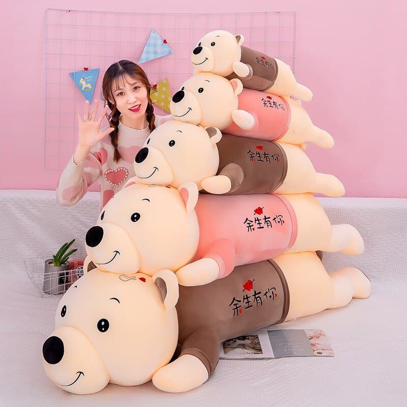 Cute Lying Teddy Bear Plush Toys Stuffed Dolls Homer Sofa Bedroom Decor