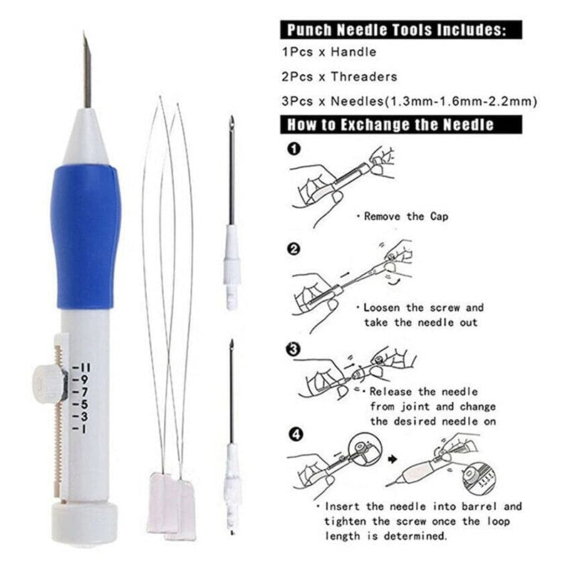 Embroidery Punch Needle Stitching Tool Knitting Needles Cross Stitch Pen DIY Sewing Kit for Magic Craft Patterns Set Droshipping