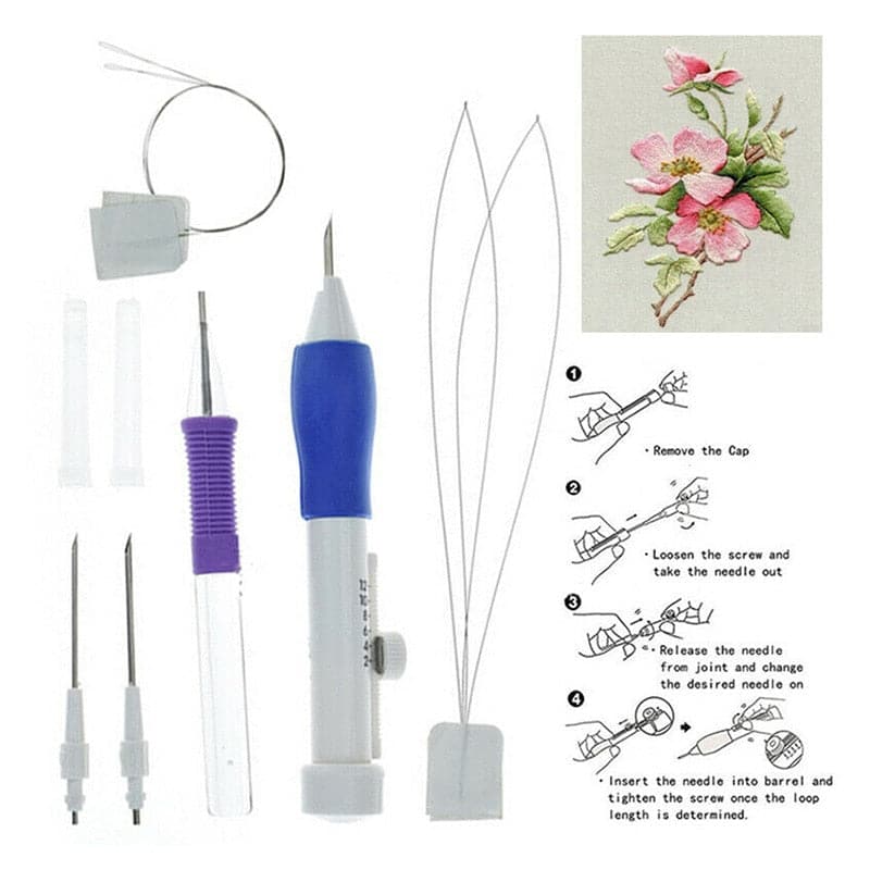 Embroidery Punch Needle Stitching Tool Knitting Needles Cross Stitch Pen DIY Sewing Kit for Magic Craft Patterns Set Droshipping