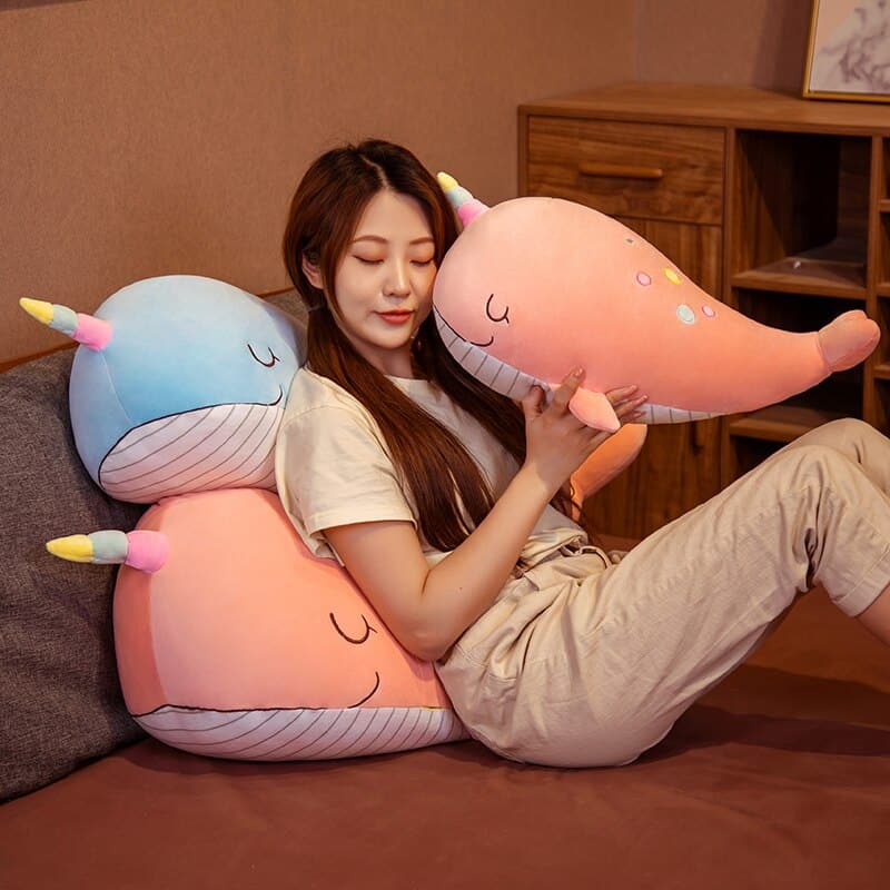 Cute Whale Soft Home Decor Giant Cartoon Plush Toy Narwhale Dolls For Baby