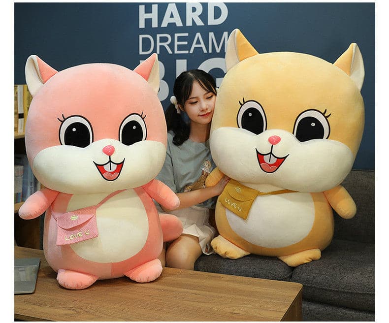 Cute Squirrel with Bag Doll Plushies Anime Toy For Sofa Home Decor Children Sleeping Hug
