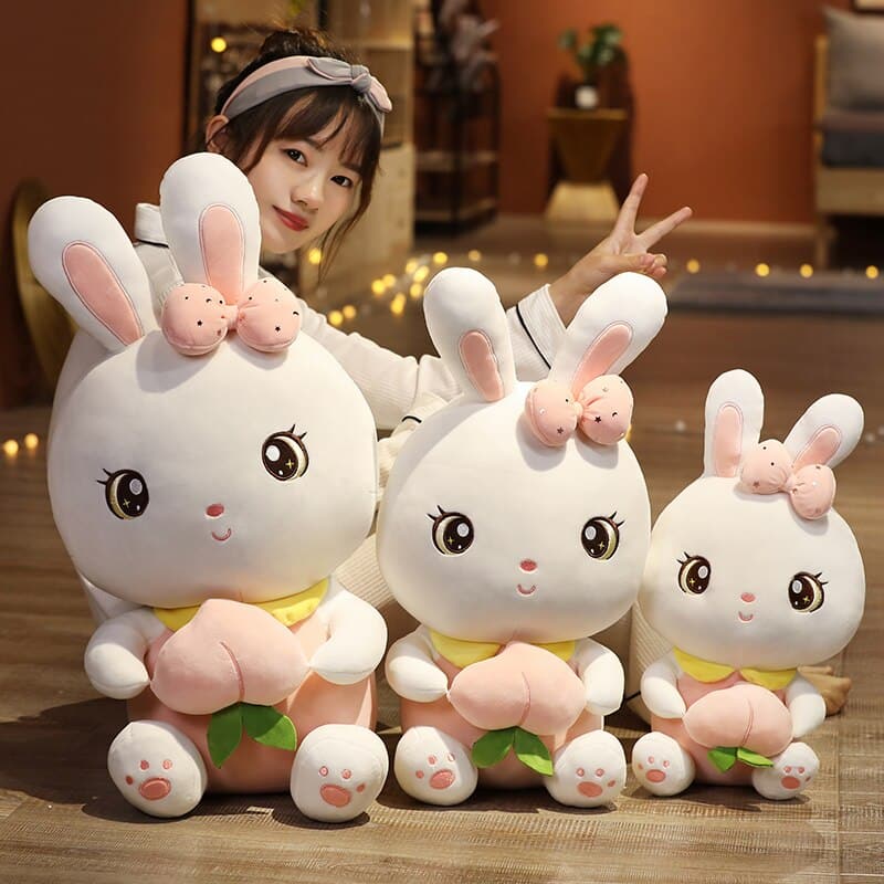 Lovely Peach Rabbit Plush Toy Sleeping Pillow Home Decor Hug Doll