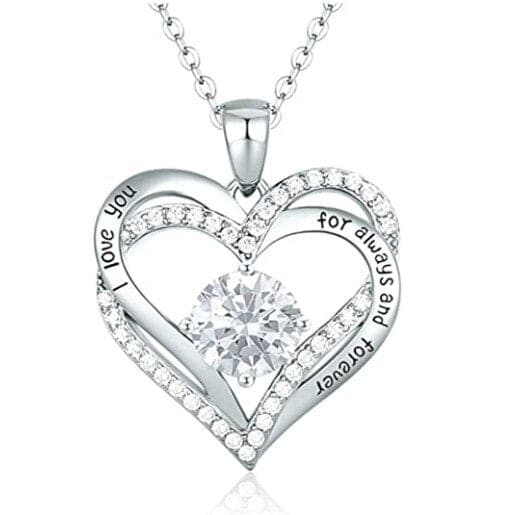 January To December Birthstone Necklace with Heart Inlaid Lettering Necklace for Women Wedding Engagement Party Jewelry