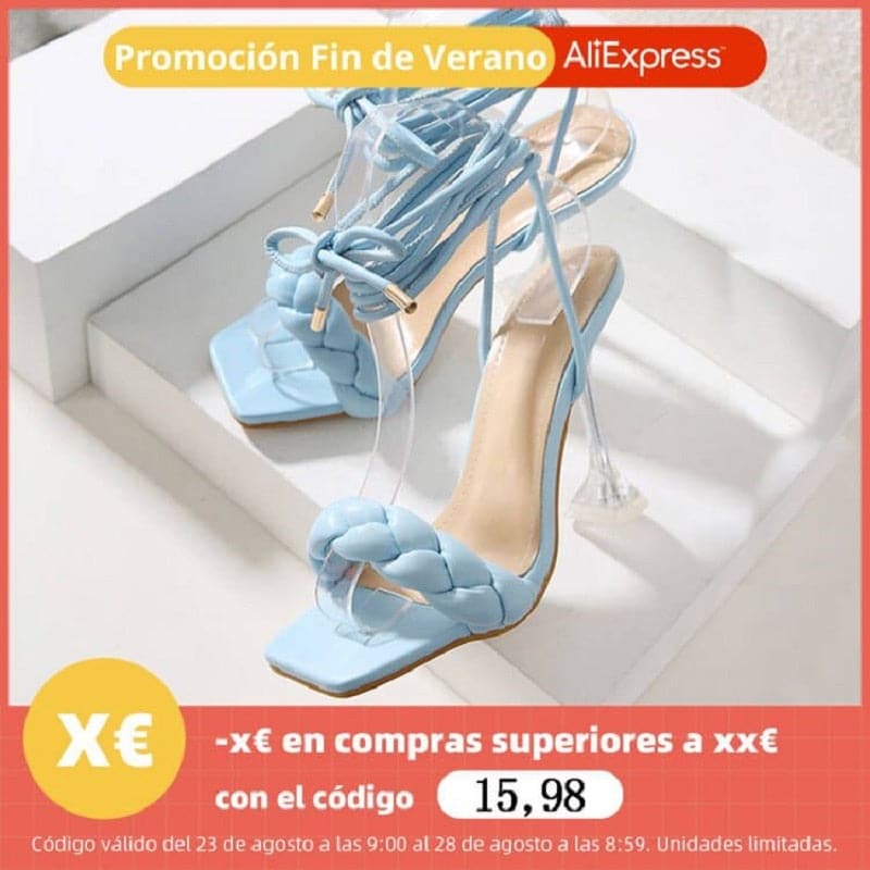 New Summer Fashion Design Weave Women Sandals Transparent Strange High Heels Ladies Sandals Open Toe Shoes