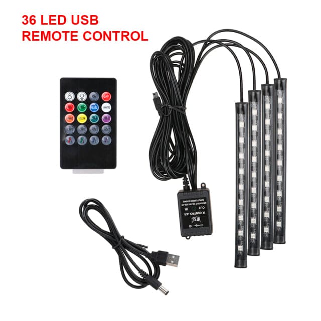 Automotive Interior Decorative Lights LED Car Foot Light 24/36/48 LED Atmosphere Lamp Ambient Lamp Remote Voice Control