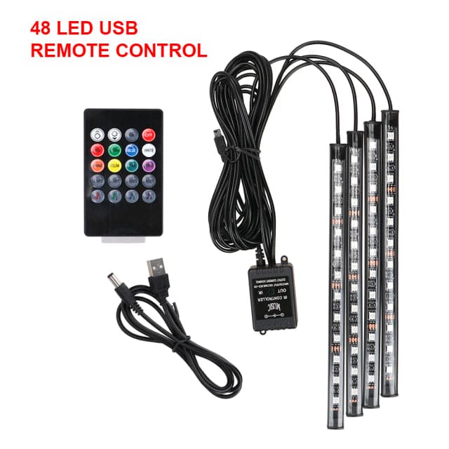 Automotive Interior Decorative Lights LED Car Foot Light 24/36/48 LED Atmosphere Lamp Ambient Lamp Remote Voice Control