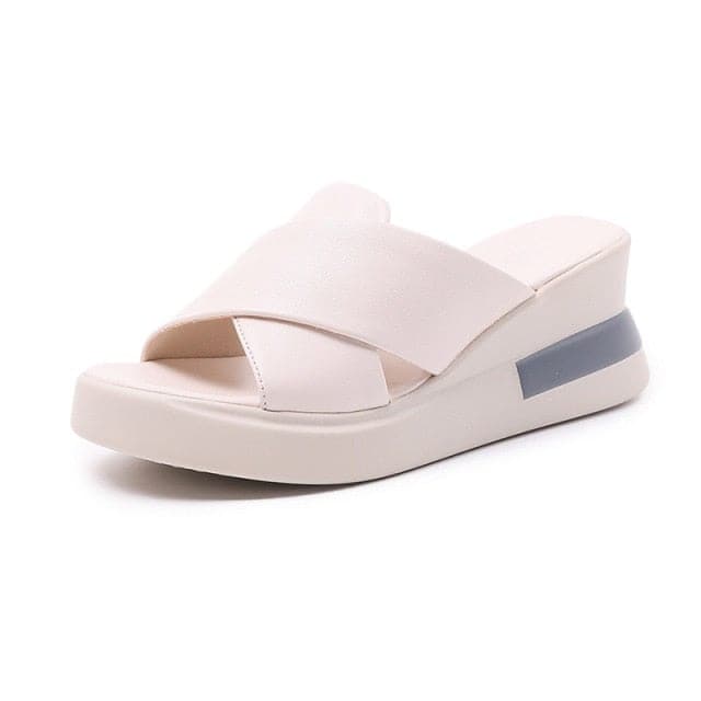 li Wedge Shoes for Women Sandals Solid Color Open Toe High Heels Casual Ladies Buckle Strap Fashion Female Sandalias Mujer