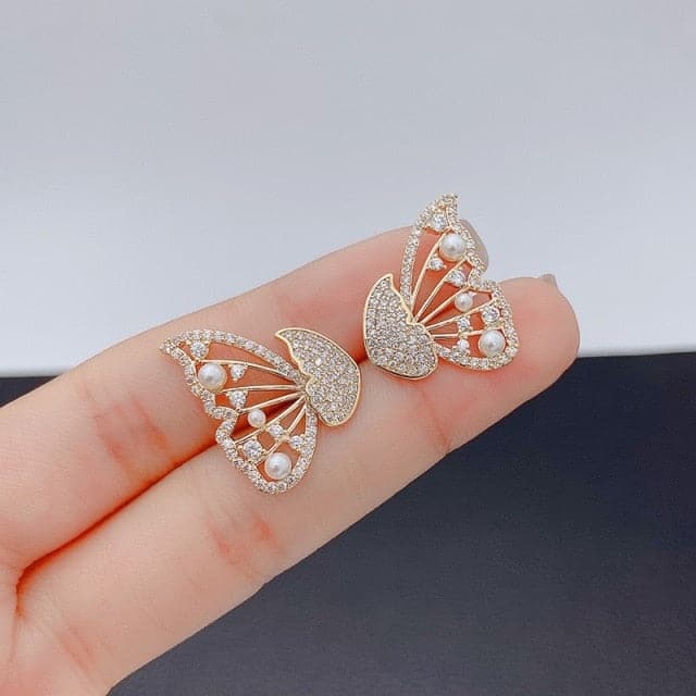 New Trendy Long Butterfly Clip Earrings Ear Hook Pearl Ear Clips Without Pierced Ears Chain Earrings Women Girls Jewelry