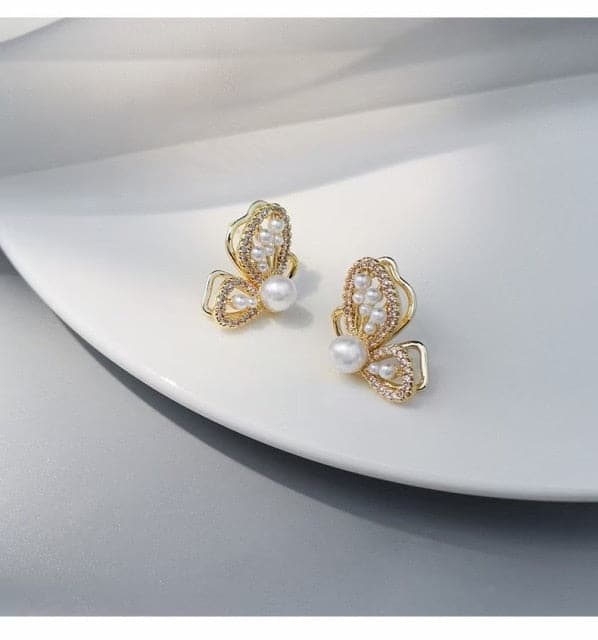 New Trendy Long Butterfly Clip Earrings Ear Hook Pearl Ear Clips Without Pierced Ears Chain Earrings Women Girls Jewelry