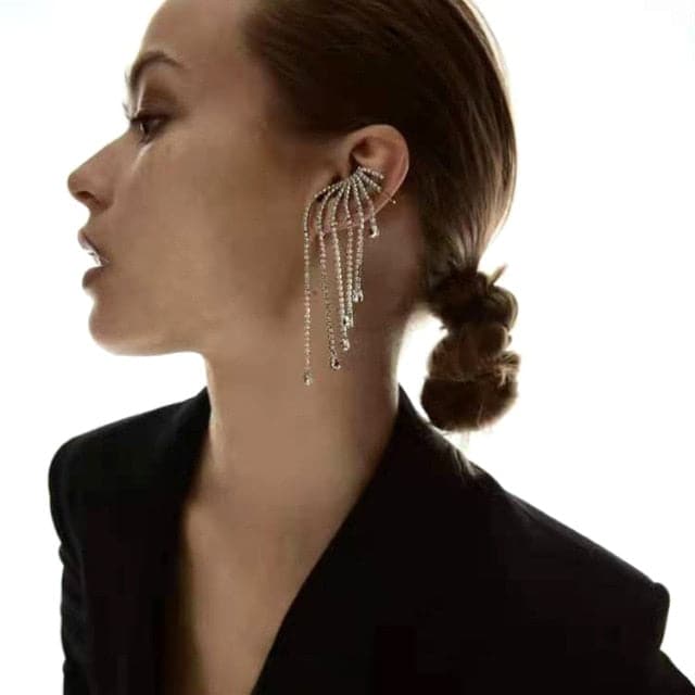 New Trendy Long Butterfly Clip Earrings Ear Hook Pearl Ear Clips Without Pierced Ears Chain Earrings Women Girls Jewelry