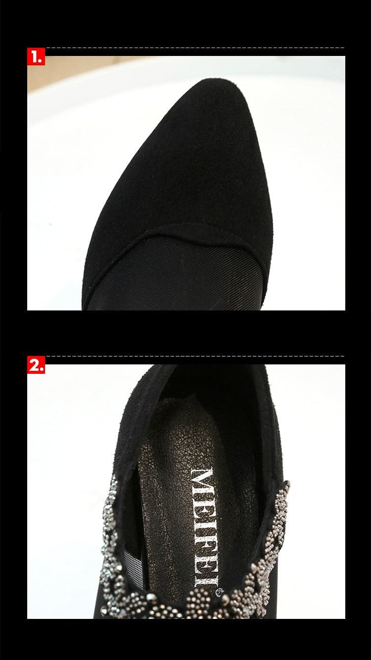 Sandals for Women Fashion Rhinestone Flowers Low Heel Mesh Sandals Plus Size