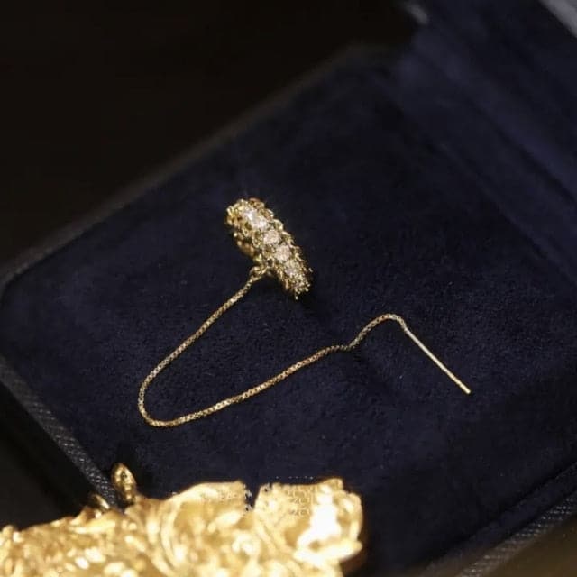 Gold Plated Ear Line Luxury Zircon Leaf Flower Earring For Women Exquisite Ear Cuff Clip Dangle Earring New Design Jewelry