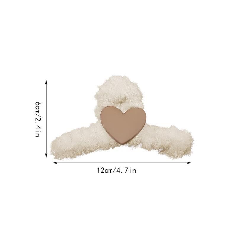 Autumn Winter Plush Hairpin Candy Color Cute And Playful Love Heart Hair Catch Clip Shark Clip Headdress Simple Hair Accessories