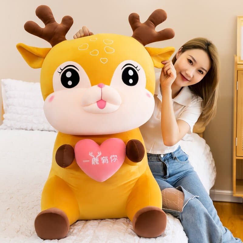 Cute Christmas Deer Anime Elk Pillow Hugs Soft Child Toys Stuffed Dolls