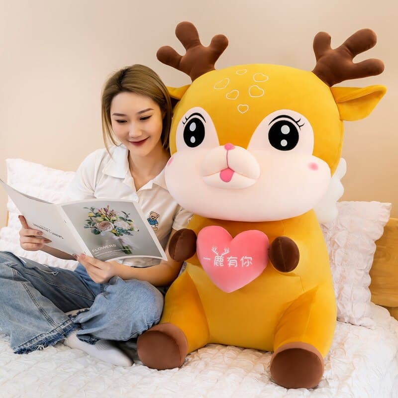 Cute Christmas Deer Anime Elk Pillow Hugs Soft Child Toys Stuffed Dolls
