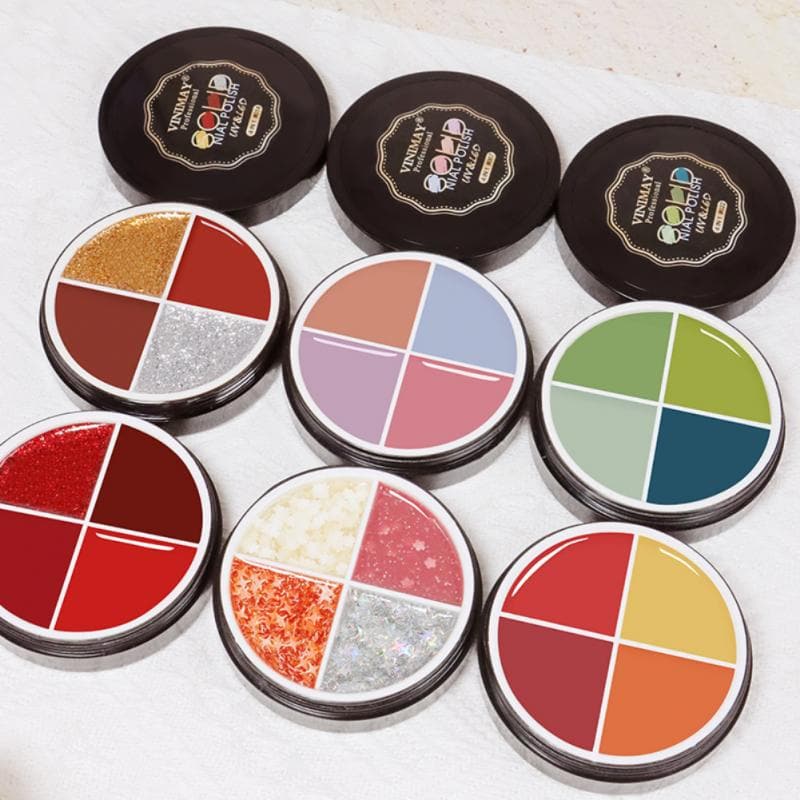 4 Color Solid Canned Nail Polish Gel UV LED Professional Phototherapy Painting Gel DIY Nail Art Design Nail Gel