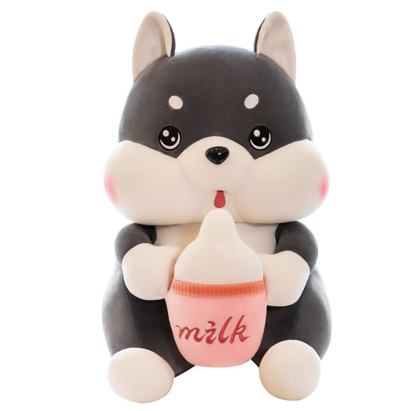 New Husky Plush Toy Milk Tea Dog Sitting Model Doll Stuffed Decoration Sleep Companion