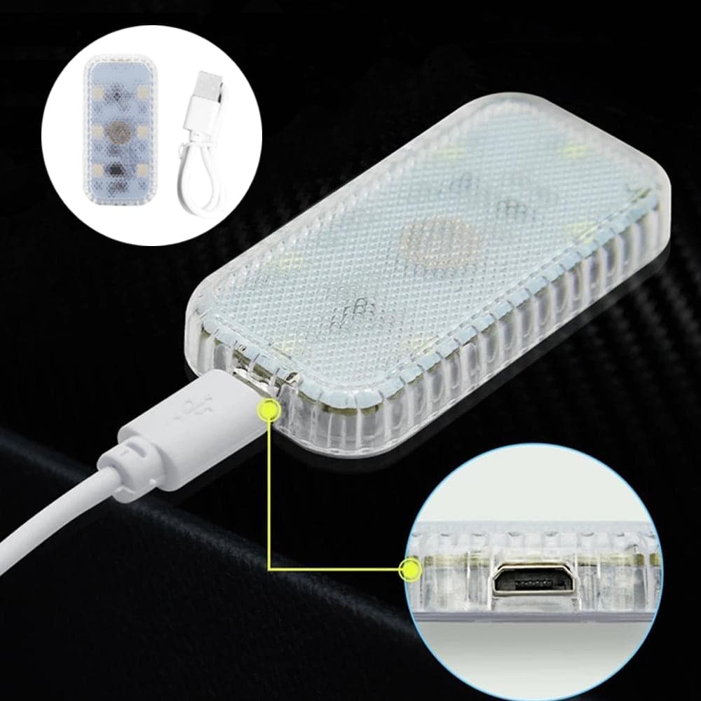 1pcs Mini Car Interior Light Wireless Led Lights Ambient Lamp Chargeable Night Reading Roof Ceiling Light USB Charging 5V