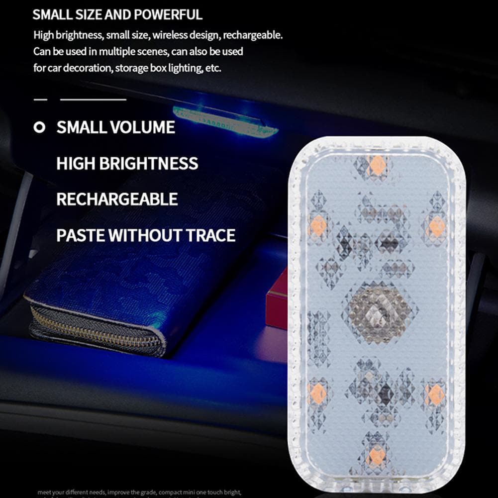 1pcs Mini Car Interior Light Wireless Led Lights Ambient Lamp Chargeable Night Reading Roof Ceiling Light USB Charging 5V