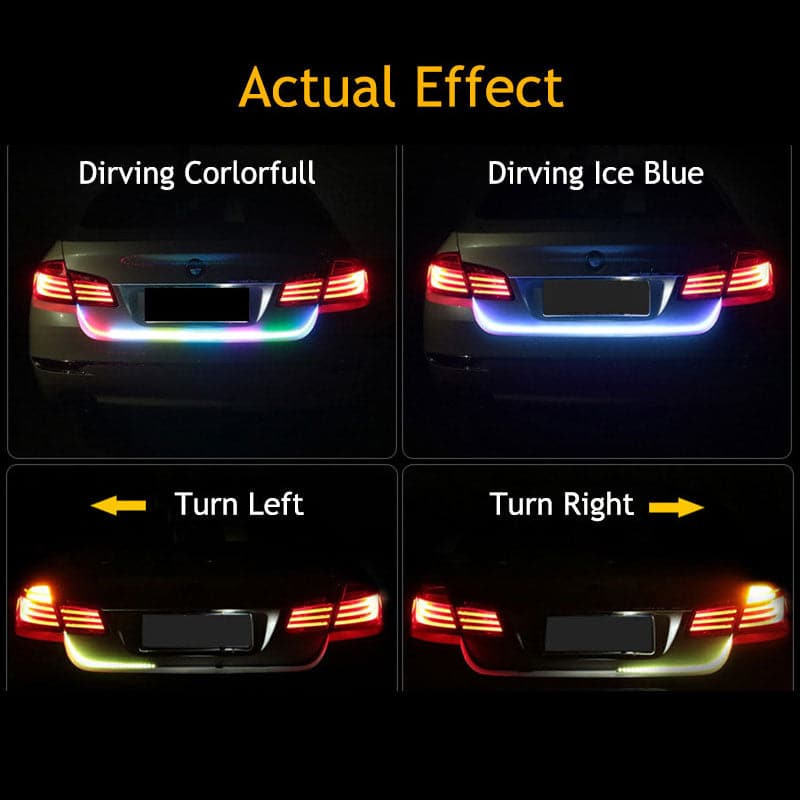 Car Tail Box Streamer Decor Light Reverse Warning LED Strip 12v Super Bright Dynamic Colorful Brake Follow Turn Signal Lamp