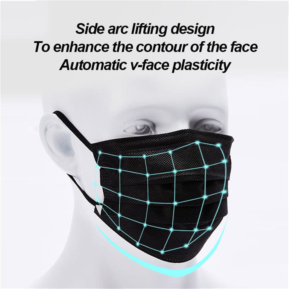 10-100pcs Disposable Face Mouth Masks 3-Layer Filter Anti Dust Smog Earloop Breathable Gauze Mascarilla Black Mascaras Masque