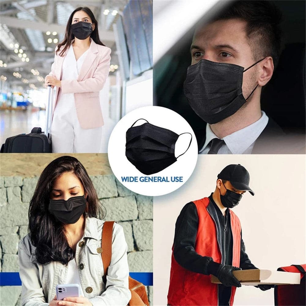 10-100pcs Disposable Face Mouth Masks 3-Layer Filter Anti Dust Smog Earloop Breathable Gauze Mascarilla Black Mascaras Masque