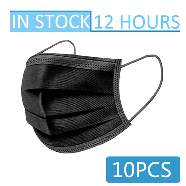 10-100pcs Disposable Face Mouth Masks 3-Layer Filter Anti Dust Smog Earloop Breathable Gauze Mascarilla Black Mascaras Masque