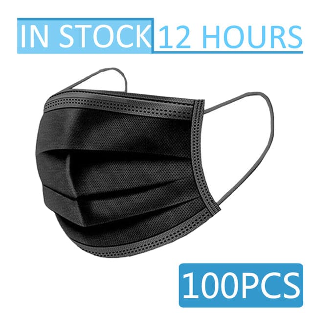 10-100pcs Disposable Face Mouth Masks 3-Layer Filter Anti Dust Smog Earloop Breathable Gauze Mascarilla Black Mascaras Masque