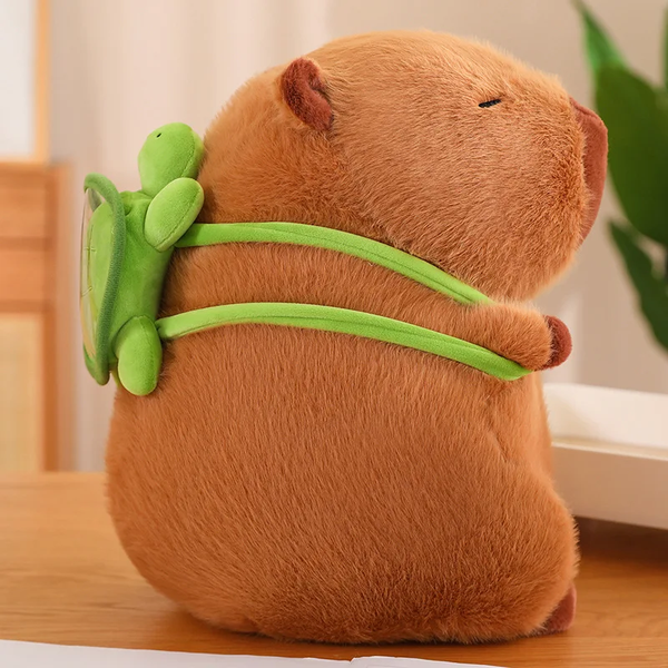 Fluffy Capybara Plush Doll With Tortoise Stuffed Animals Decor