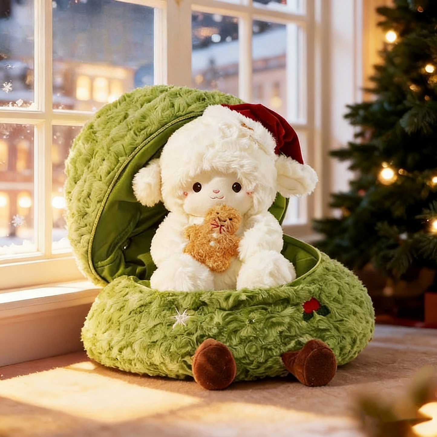 Christmas Stuffed Animals for Kids - Santa & Reindeer Plush Pillow, Creative Holiday Gift for Girls