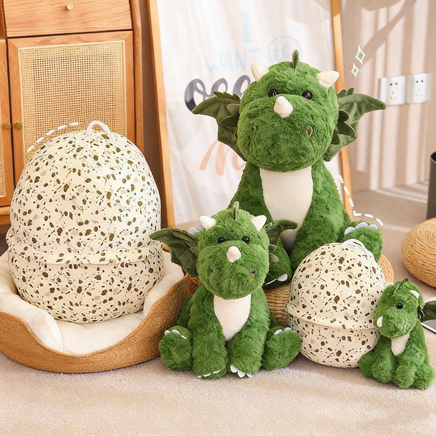 Funny Dinosaur Plush Toy for Boys - Dinosaur Egg Stuffed Pillow, Comforting Sleep Companion Doll