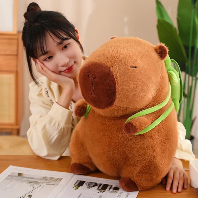 Fluffy Capybara Plush Doll With Tortoise Stuffed Animals Decor