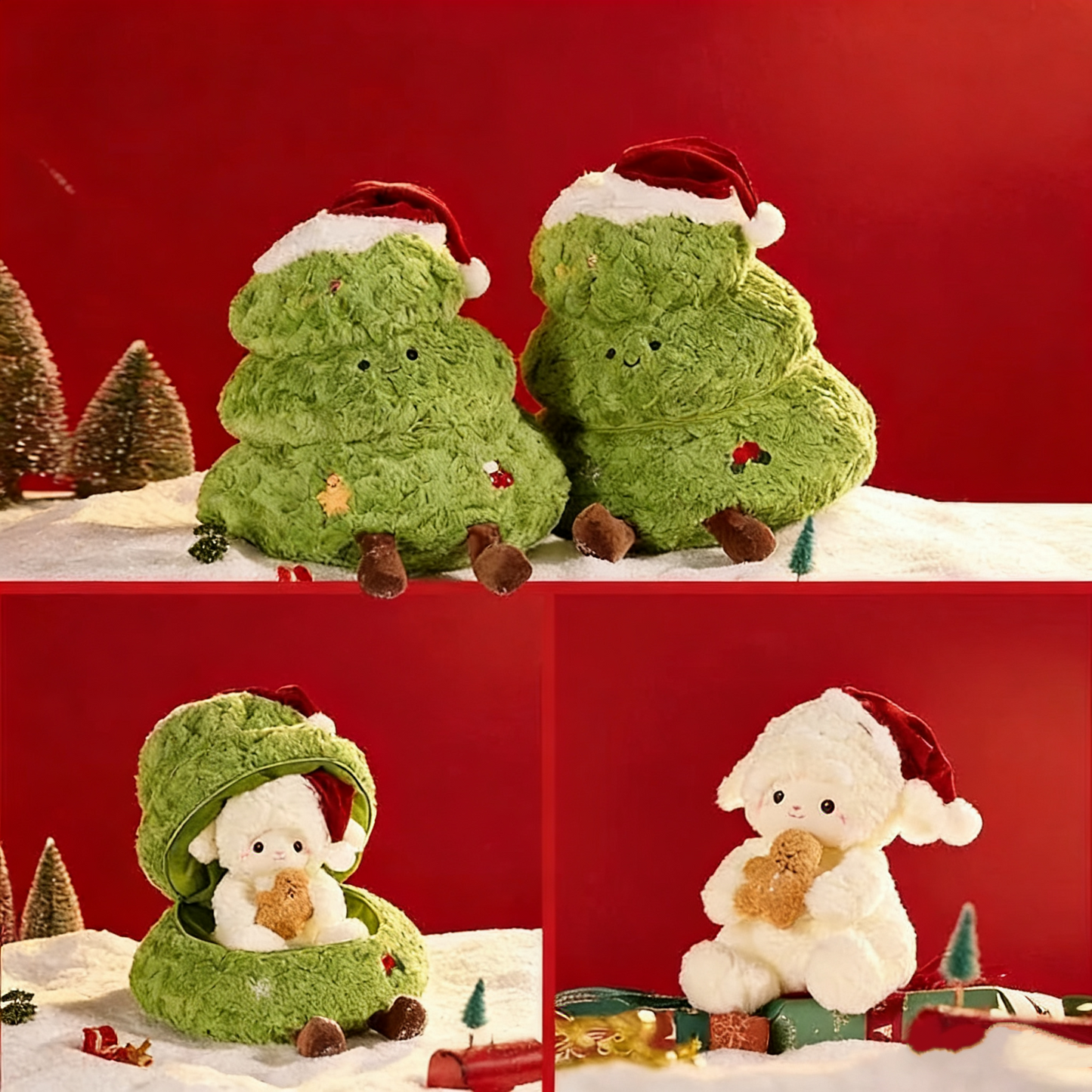 Christmas Stuffed Animals for Kids - Santa & Reindeer Plush Pillow, Creative Holiday Gift for Girls