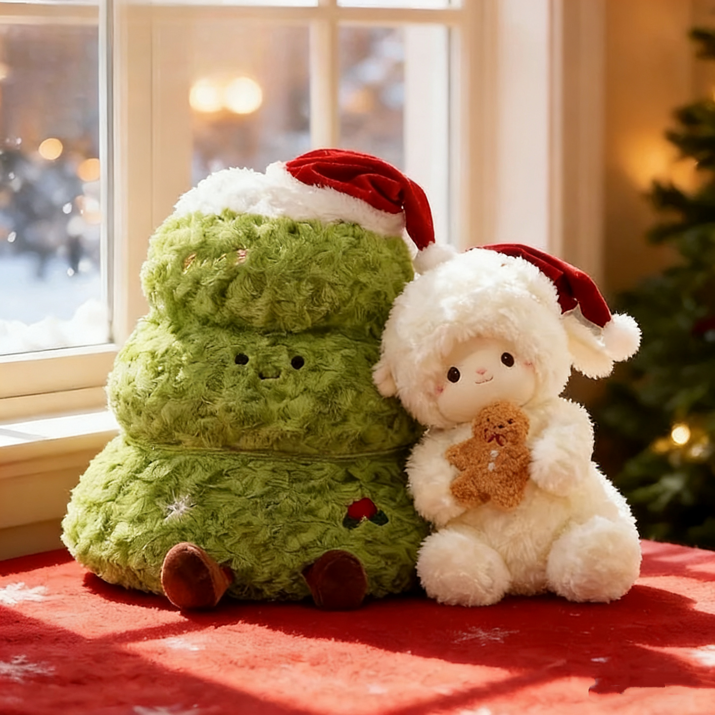 Christmas Stuffed Animals for Kids - Santa & Reindeer Plush Pillow, Creative Holiday Gift for Girls