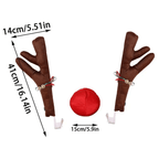 Large Reindeer Christmas Decor Car Vehicle Nose Horn Costume Set