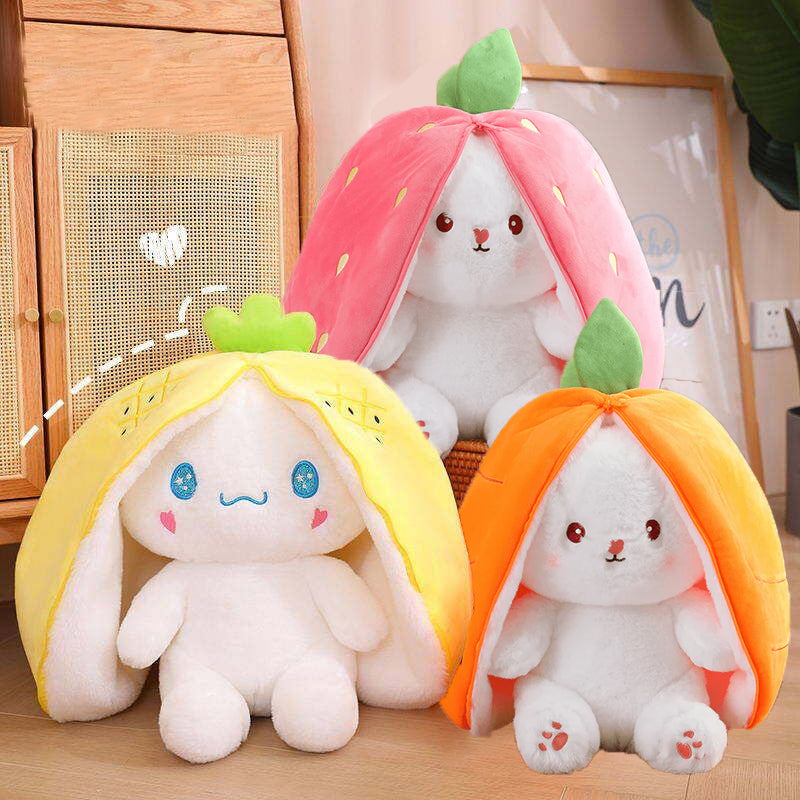 Cute Rabbit Hide-and-Seek Plushie Strawberry Carrot Plush Toy