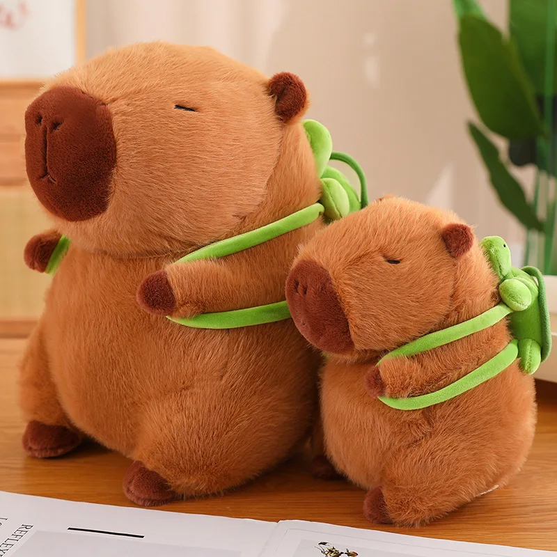 Fluffy Capybara Plush Doll With Tortoise Stuffed Animals Decor