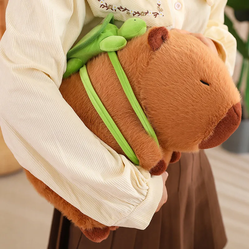 Fluffy Capybara Plush Doll With Tortoise Stuffed Animals Decor