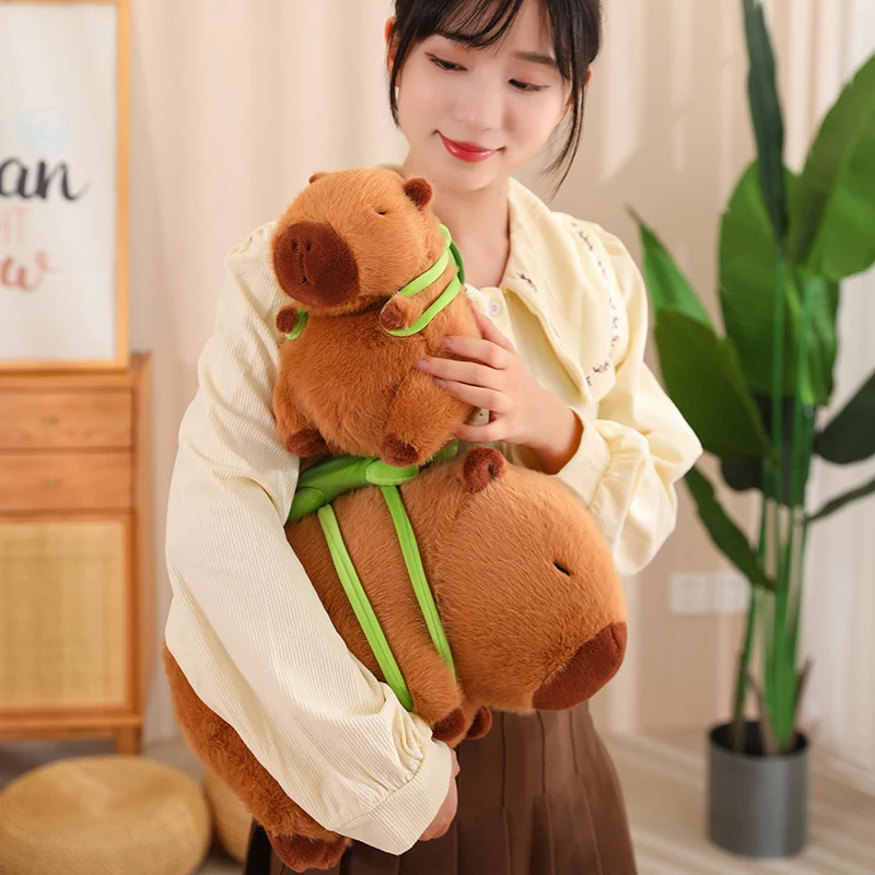 Fluffy Capybara Plush Doll With Tortoise Stuffed Animals Decor