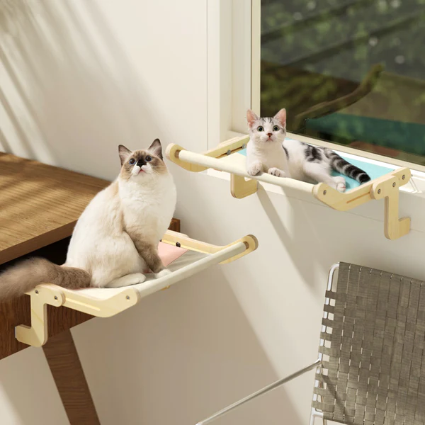 Hot Selling Hammock Sturdy Cat Window Perch Wooden Assembly Hanging Bed Cotton Canvas Easy Washable Multi-Ply Plywood Pets Bed