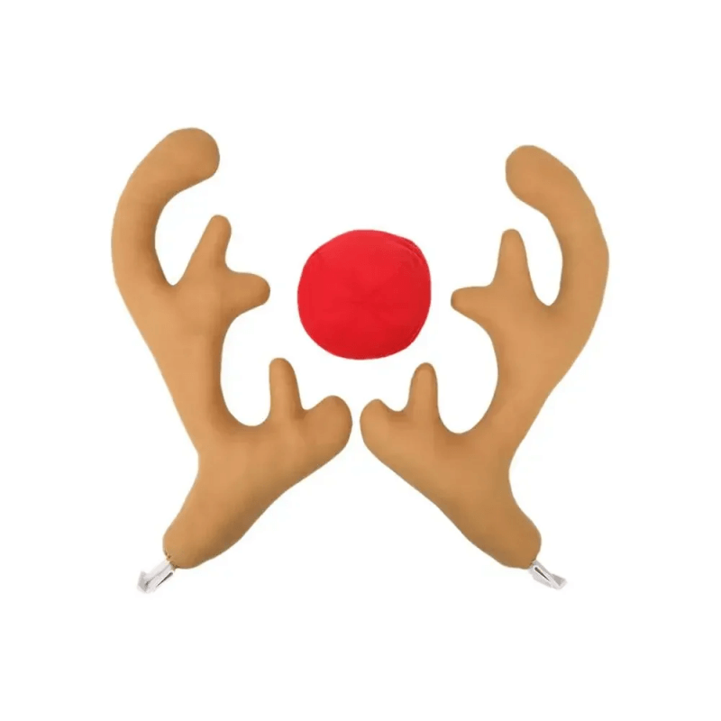 Large Reindeer Christmas Decor Car Vehicle Nose Horn Costume Set