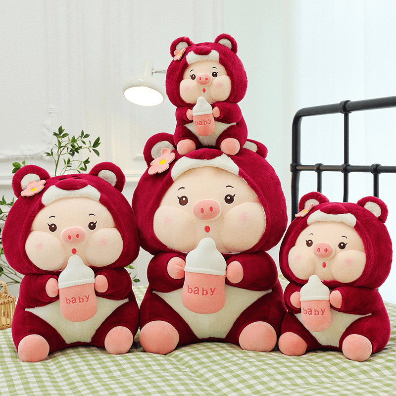 Strawberry Pig Doll Plush Toy Ragdoll Child Companion Doll Birthday Gift