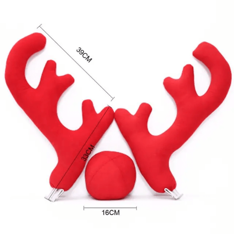 Large Reindeer Christmas Decor Car Vehicle Nose Horn Costume Set