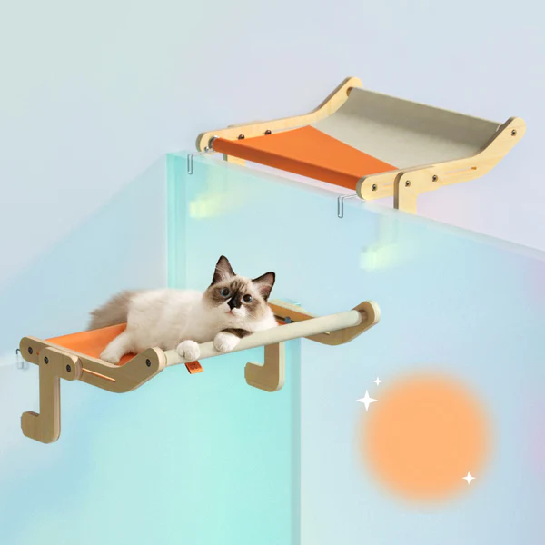 Hot Selling Hammock Sturdy Cat Window Perch Wooden Assembly Hanging Bed Cotton Canvas Easy Washable Multi-Ply Plywood Pets Bed